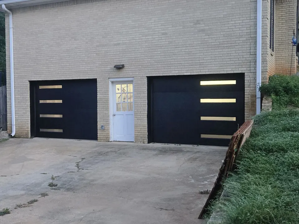 Modern doors with glass strips: a Golden Garage Door Services job